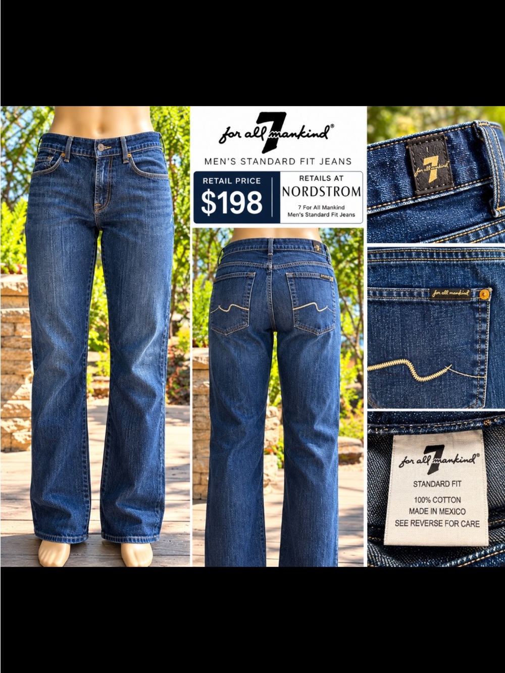 7 For All Mankind Men’s Blue Slim Fit Jeans